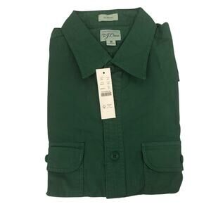 J. Crew Men’s Short Sleeve Vintage Twill Workshirt in Classic Pine Green NEW